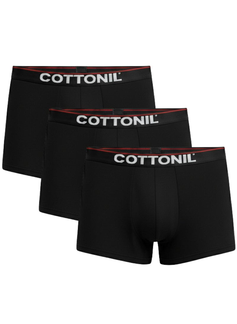 Cottonil Men's Everyday Boxer, Black Color, 3-Pack, Cotton Lycra - Image 1